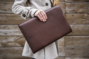 Premium Personalized Tuscan Italian Leather Veg Tan Laptop Sleeve for 14/16inch M1 Pro Max Macbook Pro, iPad Pro 12.9 & MacBook Air Nine Twenty Eight