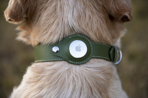 Personalized Premium Leather Airtag Dog Collar by Nine Twenty Eight™ Nine Twenty Eight